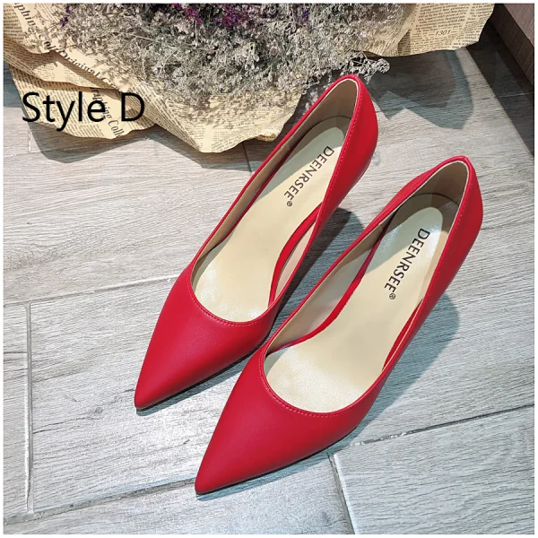 Eenvoudige Mooie / Prachtige Nude Kantoor OL Pumps 2020 Leer 10 cm Naaldhakken / Stiletto Spitse Neus Pumps