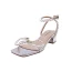 Sexy Été Argenté Dansant Sandales Femme 2020 Cuir Perle Bride Cheville 5 cm Talons Épais Peep Toes / Bout Ouvert Sandales