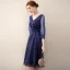 Chic / Beautiful Navy Blue Homecoming Sequins Graduation Dresses 2020 A-Line / Princess V-Neck 3/4 Sleeve Knee-Length Formal Dresses