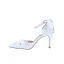 Elegant White Wedding Shoes 2020 Ankle Strap Pearl Rhinestone Lace Flower 9 cm Stiletto Heels Pointed Toe Wedding Sandals