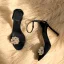 Modest / Simple Black Street Wear Womens Sandals 2020 Rhinestone Flower Ankle Strap 10 cm Stiletto Heels Open / Peep Toe Sandals