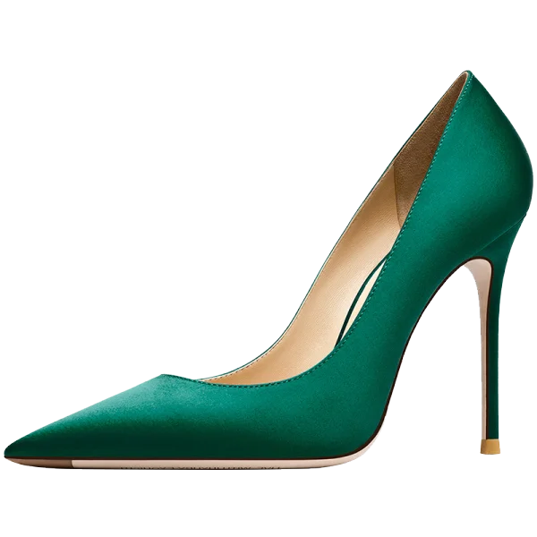 Modest / Simple Green Office OL Pumps 2021 Leather 10 cm Stiletto Heels Pointed Toe Pumps