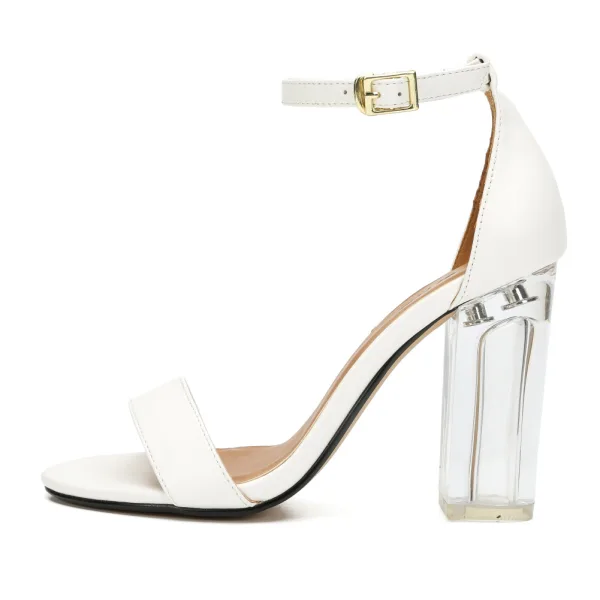 Schlicht Schwarz Strassenmode Sandalen Damen 2020 Knöchelriemen 10 cm Thick Heels Peeptoes Sandaletten