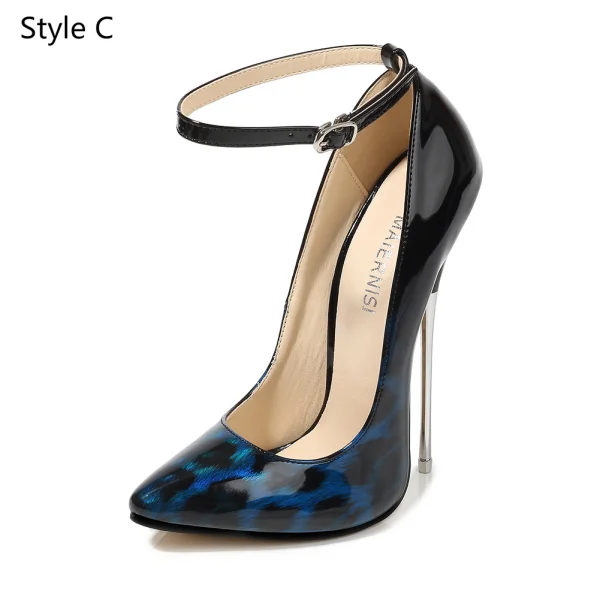 Unique Karneval Club Pumps 2020 Knöchelriemen 16 cm Stilettos Spitzschuh Pumps
