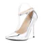 Mode Argenté Soirée Escarpins 2020 Cuir Verni Bride Cheville 13 cm Talons Aiguilles Peep Toes / Bout Ouvert Escarpins