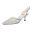 Élégant Champagne Cocktail En Dentelle Sandales Femme 2020 Slingbacks 4 cm Talons Aiguilles Talon Bas À Bout Pointu Sandales