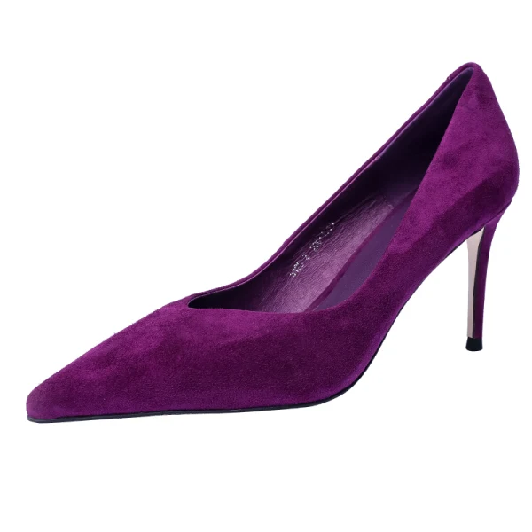 Enkla Svarta Kontors OL Mocka Pumps 2020 7 cm Stilettklackar Spetsiga Pumps