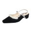 Chic / Beautiful Black Casual Pearl Womens Sandals 2020 Slingbacks 4 cm Thick Heels Low Heel Pointed Toe Sandals