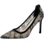 Schöne Schwarz Strassenmode Pumps 2020 Strass Spitze Blumen 9 cm Stilettos Spitzschuh Pumps