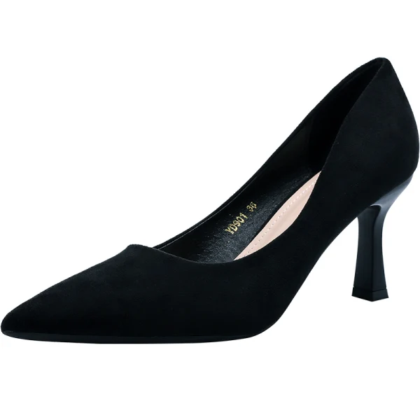 Chic / Belle Noire Bureau OL Daim Escarpins 2020 6 cm Talons Aiguilles À Bout Pointu Escarpins