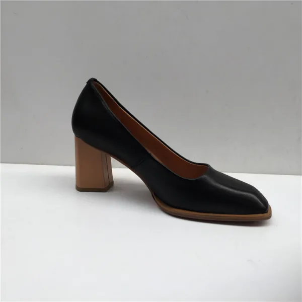 Simple Noire Bureau OL Escarpins 2020 Cuir 6 cm Talons Épais Pied Carré Escarpins