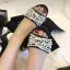 Enkla Svarta Sommar Casual Pärla Toffel & Flip flops 2020 Peep Toe Platt Damskor