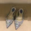 Charmant Sommer Himmelblau Cocktail Damenschuhe 2020 Strass Pailletten Spitzschuh Flache Sandaletten