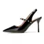 Chic / Belle Noire Vêtement de rue Slingbacks Sandales Femme 2020 Cuir Cuir Verni Faux Diamant 9 cm Talons Aiguilles À Bout Pointu Sandales