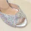 Sparkly Silver Rhinestone Wedding Shoes 2020 Leather Ankle Strap 10 cm Stiletto Heels Open / Peep Toe Wedding Sandals