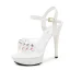 Sexy Noire Club de carnaval Faux Diamant Sandales Femme 2020 Bride Cheville 15 cm Talons Aiguilles Peep Toes / Bout Ouvert Sandales