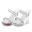 Transparent Sexy Weiß Karneval Club Strass Sandalen Damen 2020 14 cm Thick Heels Spitzschuh Sandaletten