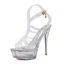 Transparent Sexy Argenté Club de carnaval Sandales Femme 2020 Bride Cheville 14 cm Talons Aiguilles Peep Toes / Bout Ouvert Sandales