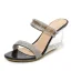 Snygga / Fina Silver Gatukläder Kristall Sandaler Dam 2020 Rhinestone 8 cm Kilklackar Peep Toe Sandaler