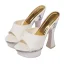 Chic / Beautiful 14 cm White Street Wear Womens Sandals 2020 Patent Leather 14 cm Thick Heels Open / Peep Toe Sandals