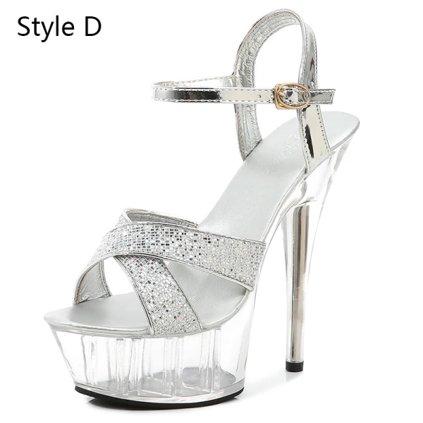 Charmant Noire Club de carnaval Paillettes Sandales Femme 2020 Bride Cheville 14 cm Talons Aiguilles Peep Toes / Bout Ouvert Sandales