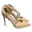 Modest / Simple Nude Street Wear Womens Sandals 2020 X-Strap 10 cm Stiletto Heels Pointed Toe Sandals