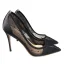 Sjarmerende Svart Aften Rhinestone Pumps 2020 Tyll 10 cm Stiletthæler Spisse Pumps