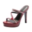 Sexy Bordeaux Vêtement de rue Paillettes Sandales Femme 2020 12 cm Talons Aiguilles Peep Toes / Bout Ouvert Sandales