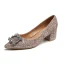 Sparkly Silver Rhinestone Wedding Shoes 2020 Sequins 7 cm Thick Heels Pointed Toe Wedding Pumps