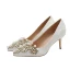 Elegant White Pearl Rhinestone Wedding Shoes 2020 7 cm Stiletto Heels Pointed Toe Wedding Pumps