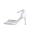 Eleganta Elfenben Sommar Brudskor 2020 Ankelband Rosett Rhinestone Spets Blomma 9 cm Stilettklackar Spetsiga Bröllop Sandaler