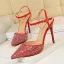 Glitzernden Rosa Abend Sandalen Damen Strass 2020 Knöchelriemen 10 cm Stilettos Spitzschuh Sandaletten
