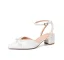 Élégant Ivoire Perle Noeud Chaussure De Mariée 2020 3 cm Talons Épais Talon Bas À Bout Pointu Mariage Sandales