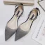 Schöne Sommer Beige Strassenmode Pailletten Flache Sandalen Damen 2020 Knöchelriemen Spitzschuh Sandaletten