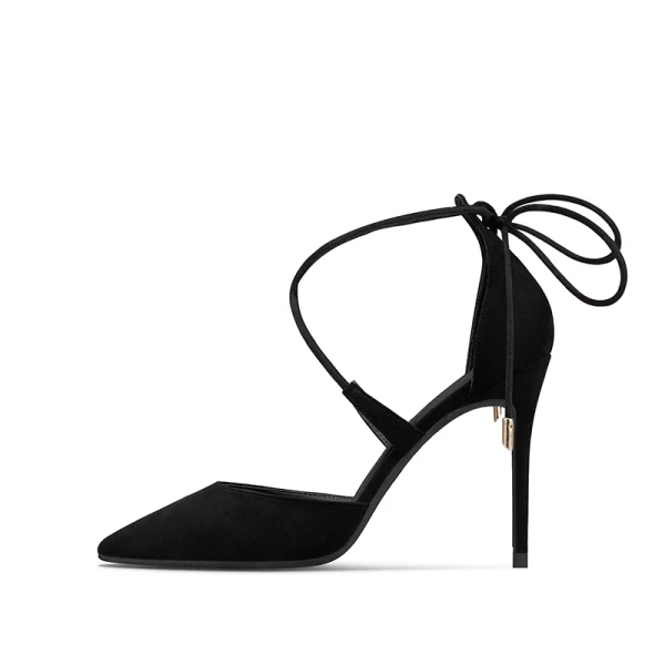 Chic / Beautiful Black Street Wear Womens Sandals 2020 X-Strap 10 cm Stiletto Heels Pointed Toe Sandals