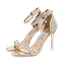 Sexy Argenté Soirée Paillettes Sandales Femme 2020 Bride Cheville 10 cm Talons Aiguilles Peep Toes / Bout Ouvert Sandales