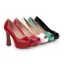 Simple Noire Bureau OL Cuir Verni Sandales Femme 2020 11 cm Talons Épais Peep Toes / Bout Ouvert Escarpins