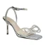 Sexy Silber Cocktail Sandalen Damen 2020 Knöchelriemen Strass Schleife 8 cm Stilettos Peeptoes Sandaletten