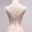 Élégant Perle Rose Robe De Bal 2018 Princesse Perlage Perle Paillettes En Dentelle Fleur Volants en Cascade Encolure Dégagée Dos Nu Sans Manches Train De Balayage Robe De Ceremonie