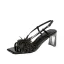 Sexy Noire Vêtement de rue Slingbacks Sandales Femme 2020 Cuir Faux Diamant Gland 6 cm Talons Épais Peep Toes / Bout Ouvert Sandales