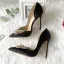 Elegant Black Prom Womens Shoes 2020 Leather Pearl Rhinestone Bow 12 cm Stiletto Heels Pointed Toe Heels