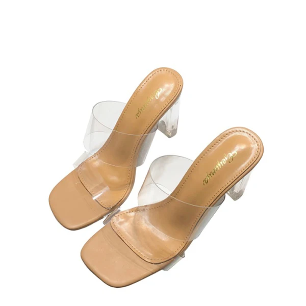 Transparent White Street Wear Crystal Womens Sandals 2020 9 cm Thick Heels Open / Peep Toe Sandals