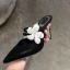 Charmant Noire Dansant Daim Sandales Femme 2020 Cuir Perle 9 cm Talons Aiguilles À Bout Pointu Sandales