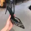 Uroczy Czarne Wieczorowe Rhinestone Slingback Sandały Damskie 2020 7 cm Szpilki Szpiczaste Sandały