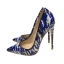Chic / Beautiful Ocean Blue Cocktail Party Doodle Pumps 2020 12 cm Stiletto Heels Pointed Toe Pumps