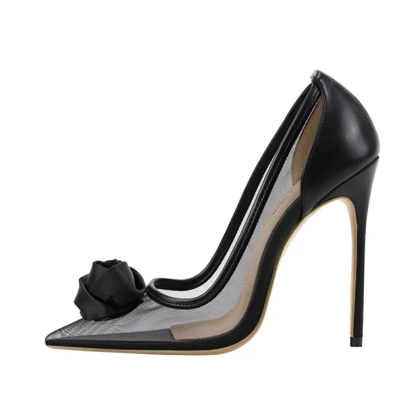 Snygga / Fina Svarta Bal Pumps 2020 12 cm Stilettklackar Spetsiga Pumps