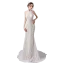 Sexy Champagne Lace Flower Wedding Dresses 2021 Trumpet / Mermaid Scoop Neck Sleeveless Backless Sweep Train Wedding