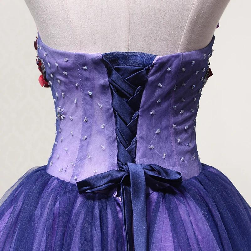 Sexy Purple Party Dresses 2018 A-Line Princess Appliques Beading Crystal Sequins Bow