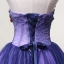 Sexy Violett Partykleider 2018 A Linie Applikationen Perlenstickerei Kristall Pailletten Schleife Bandeau Rückenfreies Ärmellos Kurze Festliche Kleider