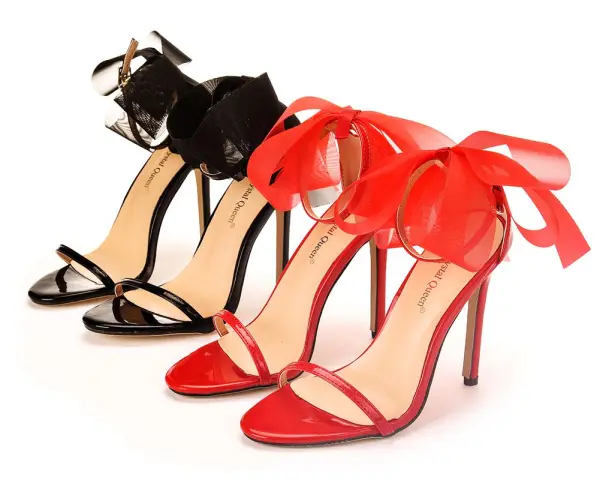 Sexy Noire Cocktail Sandales Femme 2020 Bride Cheville Noeud 11 cm Talons Aiguilles Peep Toes / Bout Ouvert Sandales